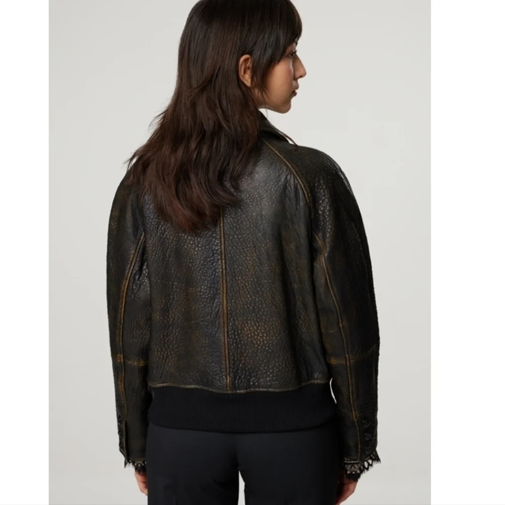 NWT The Kooples Embossed Sheep Leather Jacket